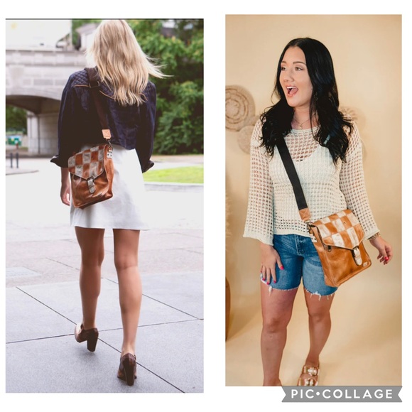 NWT Bed Stu Venice Beach II Patchwork Crossbody Bag Tan Rustic Nectar MSRP $295 - Picture 13 of 13